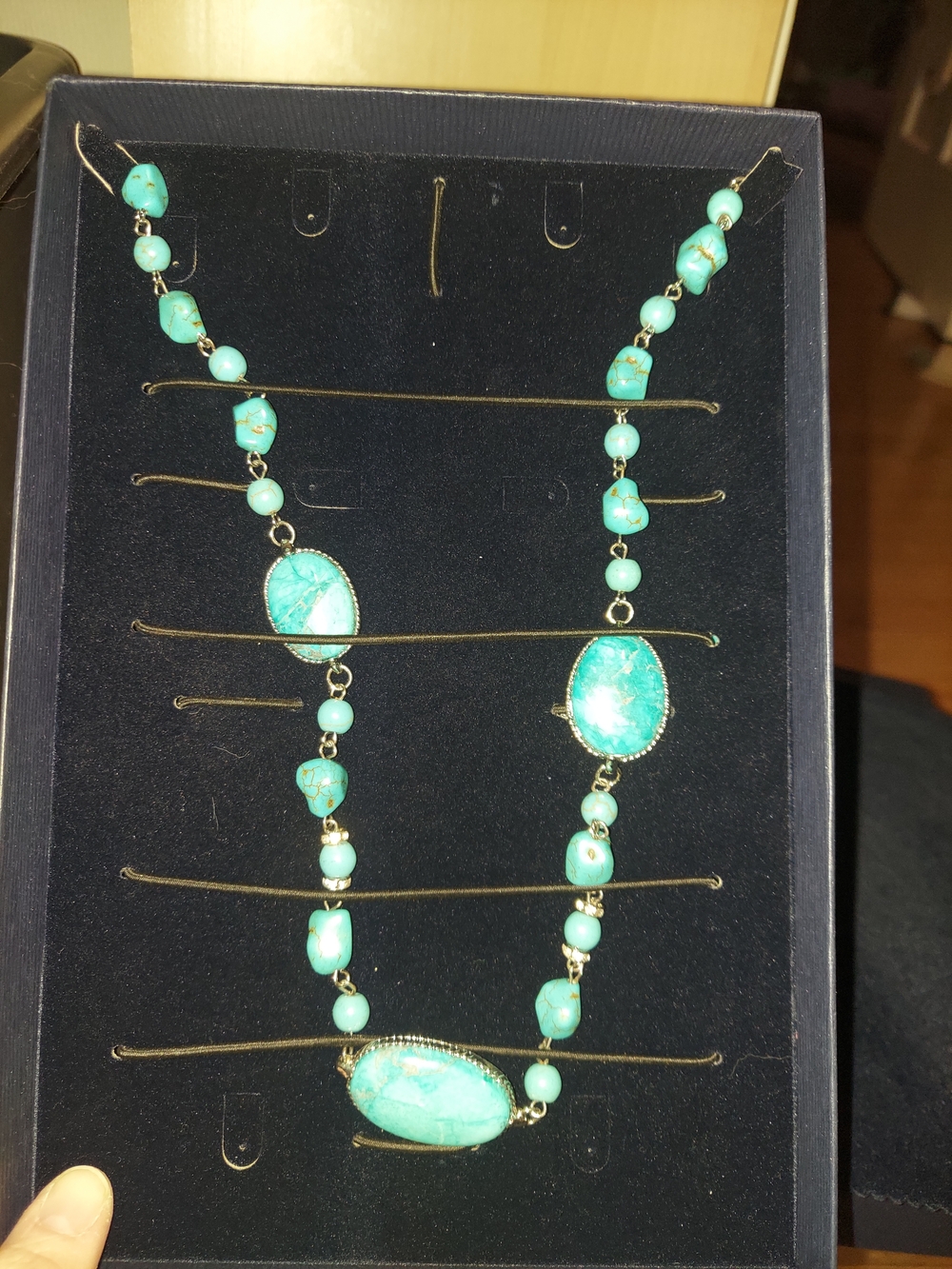 Stauer Turquoise Beaded Necklace with Oval Stone Accents - Blue - Picture 5 of 13